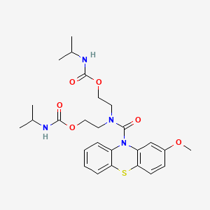 molecular formula C26H34N4O6S B14490651 Carbamic acid, (1-methylethyl)-, (((2-methoxy-10H-phenothiazin-10-yl)carbonyl)imino)di-2,1-ethanediyl ester CAS No. 65241-10-3