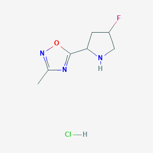 molecular formula C7H11ClFN3O B1449071 5-(4-Fluoropyrrolidin-2-yl)-3-methyl-1,2,4-oxadiazole hydrochloride CAS No. 2034573-81-2