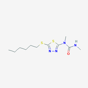 molecular formula C11H20N4OS2 B14490982 N-[5-(Hexylsulfanyl)-1,3,4-thiadiazol-2-yl]-N,N'-dimethylurea CAS No. 65373-20-8