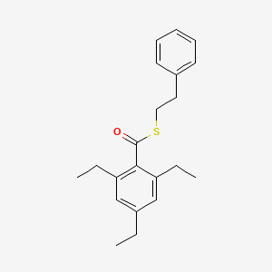 molecular formula C21H26OS B14491269 Benzenecarbothioic acid, 2,4,6-triethyl-, S-(2-phenylethyl) ester CAS No. 64712-67-0