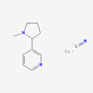 molecular formula C11H14CuN3 B14491487 Copper, (cyano-C)(3-(1-methyl-2-pyrrolidinyl)pyridine-N(sup 1))-, (S)- CAS No. 64092-18-8
