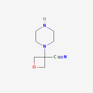 molecular formula C8H13N3O B1449152 3-(Piperazin-1-yl)oxetane-3-carbonitrile CAS No. 1505924-75-3