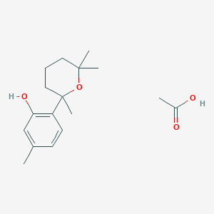 molecular formula C17H26O4 B14491540 Acetic acid;5-methyl-2-(2,6,6-trimethyloxan-2-yl)phenol CAS No. 63023-53-0
