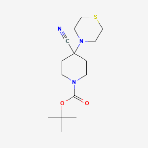 molecular formula C15H25N3O2S B1449158 Tert-butyl 4-cyano-4-thiomorpholinopiperidine-1-carboxylate CAS No. 1706460-93-6