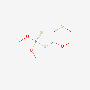 molecular formula C6H11O3PS3 B14491649 Phosphorodithioic acid, S-2,3-dihydro-1,4-oxathiinyl O,O-dimethyl ester CAS No. 63716-52-9