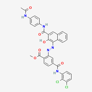 molecular formula C34H25Cl2N5O6 B14491728 Benzoic acid, 2-[[3-[[[4-(acetylamino)phenyl]amino]carbonyl]-2-hydroxy-1-naphthalenyl]azo]-4-[[(2,3-dichlorophenyl)amino]carbonyl]-, methyl ester CAS No. 64484-88-4