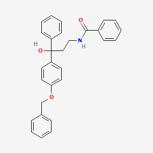 molecular formula C29H27NO3 B14491782 N-{3-[4-(Benzyloxy)phenyl]-3-hydroxy-3-phenylpropyl}benzamide CAS No. 63292-60-4