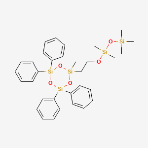 molecular formula C32H42O5Si5 B14491785 2-Methyl-2-{2-[(pentamethyldisiloxanyl)oxy]ethyl}-4,4,6,6-tetraphenyl-1,3,5,2,4,6-trioxatrisilinane CAS No. 65436-54-6