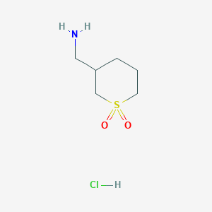 molecular formula C6H14ClNO2S B1449203 3-(Aminomethyl)-1lambda6-thiane-1,1-dione hydrochloride CAS No. 1780271-77-3