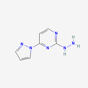 molecular formula C7H8N6 B1449206 2-hydrazinyl-4-(1H-pyrazol-1-yl)pyrimidine CAS No. 1514318-15-0
