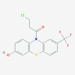 molecular formula C16H11ClF3NO2S B14492079 3-Chloro-1-[7-hydroxy-2-(trifluoromethyl)-10H-phenothiazin-10-YL]propan-1-one CAS No. 65020-15-7