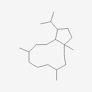 molecular formula C20H38 B14492106 Cyclopentacycloundecene, tetradecahydro-3a,6,10-trimethyl-1-(1-methylethyl)- CAS No. 63089-91-8