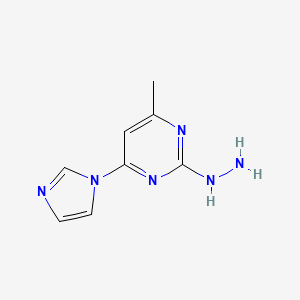 molecular formula C8H10N6 B1449221 2-hydrazinyl-4-(1H-imidazol-1-yl)-6-methylpyrimidine CAS No. 1502217-62-0