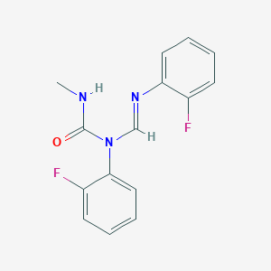 molecular formula C15H13F2N3O B14492316 N,N'-Bis(2-fluorophenyl)-N-(methylcarbamoyl)methanimidamide CAS No. 63752-45-4