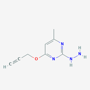 molecular formula C8H10N4O B1449239 2-Hydrazinyl-4-methyl-6-(prop-2-yn-1-yloxy)pyrimidine CAS No. 1518637-15-4