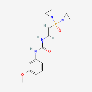 molecular formula C14H19N4O3P B14492451 Phosphine oxide, bis(1-aziridinyl)((3-methoxyphenylureido)vinyl)- CAS No. 63886-69-1