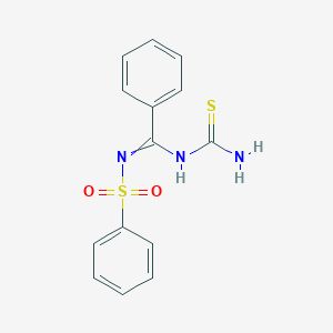 molecular formula C14H13N3O2S2 B14492658 N'-(Benzenesulfonyl)-N-carbamothioylbenzenecarboximidamide CAS No. 65477-09-0