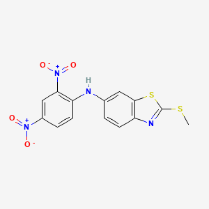 molecular formula C14H10N4O4S2 B14492752 N-(2,4-Dinitrophenyl)-2-(methylsulfanyl)-1,3-benzothiazol-6-amine CAS No. 63481-67-4