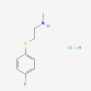 molecular formula C9H13ClFNS B1449277 2-((4-fluorophenyl)thio)-N-methylethan-1-amine hydrochloride CAS No. 1864015-54-2