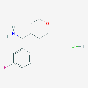 molecular formula C12H17ClFNO B1449285 (3-fluorophenyl)(tetrahydro-2H-pyran-4-yl)methanamine hydrochloride CAS No. 1864057-48-6