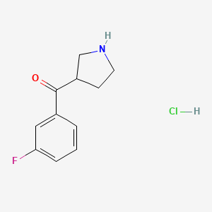 molecular formula C11H13ClFNO B1449298 (3-氟苯基)(吡咯烷-3-基)甲酮盐酸盐 CAS No. 1864060-56-9