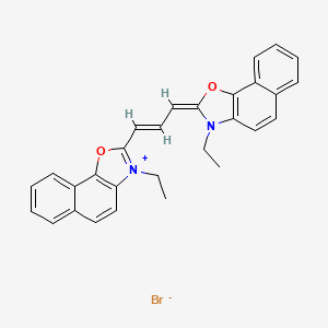 molecular formula C29H25BrN2O2 B14493028 Naphth(2,1-d)oxazolium, 3-ethyl-2-(3-(3-ethylnaphth(2,1-d)oxazol-2(3H)-ylidene)-1-propenyl)-, bromide CAS No. 65087-24-3