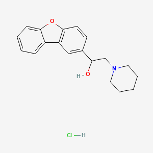 molecular formula C19H22ClNO2 B14493083 2-(2-Piperidino-1-hydroxyethyl)dibenzofuran hydrochloride CAS No. 63980-56-3