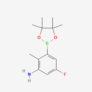molecular formula C13H19BFNO2 B1449310 5-Fluoro-2-methyl-3-(4,4,5,5-tetramethyl-1,3,2-dioxaborolan-2-yl)aniline CAS No. 1418128-33-2