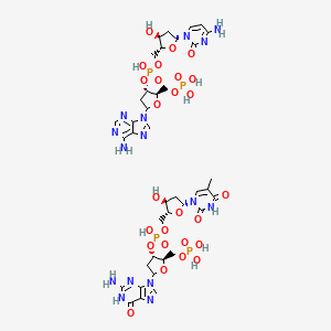 molecular formula C39H53N15O26P4 B14493201 P-dGuo-P-dThd.P-dAdo-P-dCyd CAS No. 64816-49-5