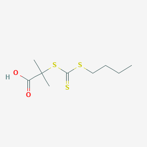 molecular formula C9H16O2S3 B1449346 Propanoic acid, 2-[[(butylthio)thioxomethyl]thio]-2-methyl- CAS No. 1146599-39-4