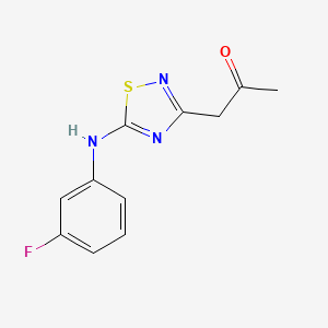 molecular formula C11H10FN3OS B1449355 1-(5-((3-Fluorophenyl)amino)-1,2,4-thiadiazol-3-yl)propan-2-one CAS No. 1955518-01-0