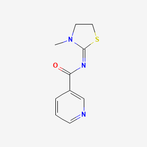 molecular formula C10H11N3OS B14493556 N-(3-Methyl-2-thiazolidinylidene)nicotinamide CAS No. 65400-79-5