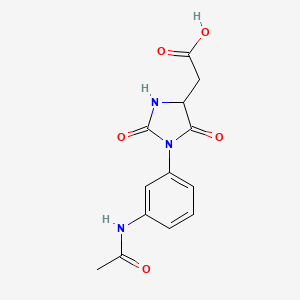 molecular formula C13H13N3O5 B1449359 {1-[3-(Acetylamino)phenyl]-2,5-dioxoimidazolidin-4-yl}acetic acid CAS No. 1910769-55-9