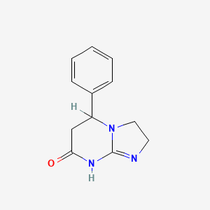 molecular formula C12H13N3O B14493593 Imidazo(1,2-a)pyrimidin-7(1H)-one, 2,3,5,6-tetrahydro-5-phenyl- CAS No. 65658-65-3