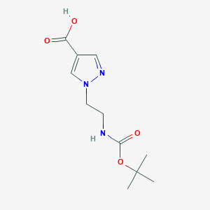 molecular formula C11H17N3O4 B1449365 1-(2-((tert-Butoxycarbonyl)amino)ethyl)-1H-pyrazole-4-carboxylic acid CAS No. 1860803-42-4