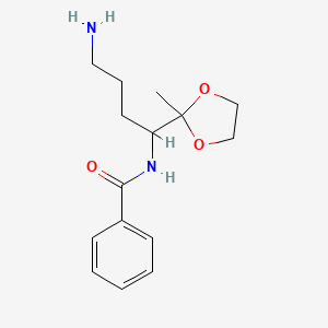 molecular formula C15H22N2O3 B14493753 N-[4-Amino-1-(2-methyl-1,3-dioxolan-2-yl)butyl]benzamide CAS No. 63480-94-4