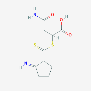 molecular formula C10H14N2O3S2 B14493890 4-Amino-2-(2-iminocyclopentanecarbothioyl)sulfanyl-4-oxobutanoic acid CAS No. 63018-17-7