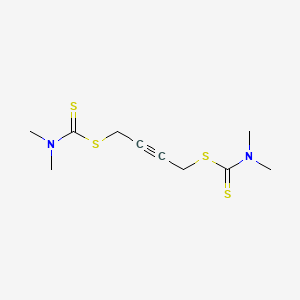 molecular formula C10H16N2S4 B14493914 Carbamic acid, bis(N,N-dimethyldithio-, 2-butynylene ester CAS No. 63580-26-7