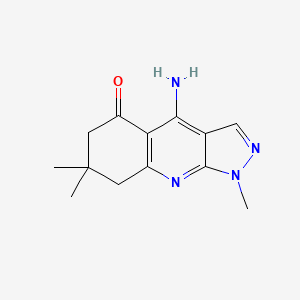 molecular formula C13H16N4O B1449393 4-Amino-1,7,7-trimethyl-1,6,7,8-tetrahydro-5h-pyrazolo[3,4-b]quinolin-5-one CAS No. 2173116-38-4
