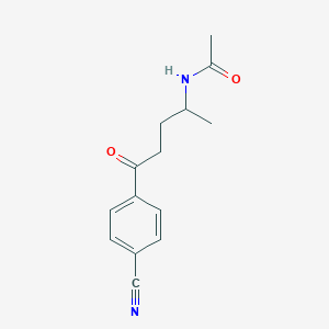 molecular formula C14H16N2O2 B14493953 N-[5-(4-Cyanophenyl)-5-oxopentan-2-yl]acetamide CAS No. 64645-95-0