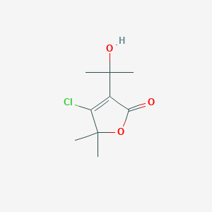 molecular formula C9H13ClO3 B14494003 4-Chloro-3-(2-hydroxypropan-2-yl)-5,5-dimethylfuran-2-one CAS No. 63025-19-4