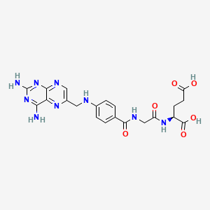 molecular formula C21H23N9O6 B14494098 Glutamic acid, N-(N-(p-(((2,4-diamino-6-pteridinyl)methyl)amino)benzoyl)glycyl)-, L- CAS No. 65118-36-7