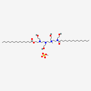 molecular formula C50H104N4O11S B14494277 Ethanaminium, N-(2-hydroxyethyl)-N-[2-[(2-hydroxyethyl)[2-[(2-hydroxyethyl)[2-[(1-oxohexadecyl)oxy]ethyl]amino]ethyl]amino]ethyl]-2-[(2-hydroxyethyl)(1-oxohexadecyl)amino]-N-methyl-, methyl sulfate (salt) CAS No. 64346-65-2
