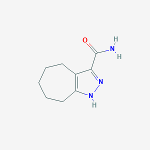 molecular formula C9H13N3O B1449431 1,4,5,6,7,8-Hexahydrocyclohepta[c]pyrazole-3-carboxamide CAS No. 1823353-08-7