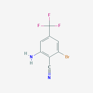 molecular formula C8H4BrF3N2 B1449444 3-Bromo-2-cyano-5-(trifluoromethyl)aniline CAS No. 1805022-84-7