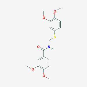 molecular formula C18H21NO5S B14494456 N-{[(3,4-Dimethoxyphenyl)sulfanyl]methyl}-3,4-dimethoxybenzamide CAS No. 64460-73-7