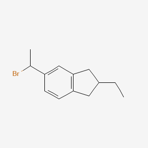 molecular formula C13H17Br B14494564 5-(1-Bromoethyl)-2-ethyl-2,3-dihydro-1H-indene CAS No. 63352-55-6