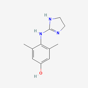 molecular formula C11H15N3O B14494569 Phenol, 4-[(4,5-dihydro-1H-imidazol-2-yl)amino]-3,5-dimethyl- CAS No. 63346-75-8