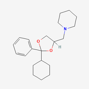 molecular formula C21H31NO2 B14494575 1-[(2-Cyclohexyl-2-phenyl-1,3-dioxolan-4-yl)methyl]piperidine CAS No. 65471-77-4