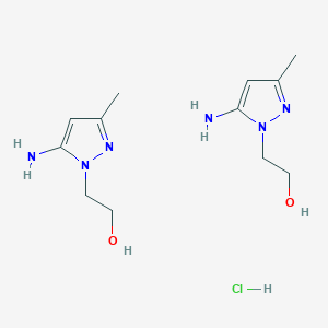 molecular formula C12H23ClN6O2 B1449460 bis(2-(5-amino-3-methyl-1H-pyrazol-1-yl)ethan-1-ol) hydrochloride CAS No. 2097936-95-1